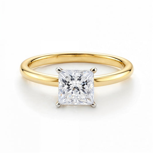 1 Carat Princess Lab Grown IGI G/VS1 Diamond Solitaire Ring in 14K Yellow Gold