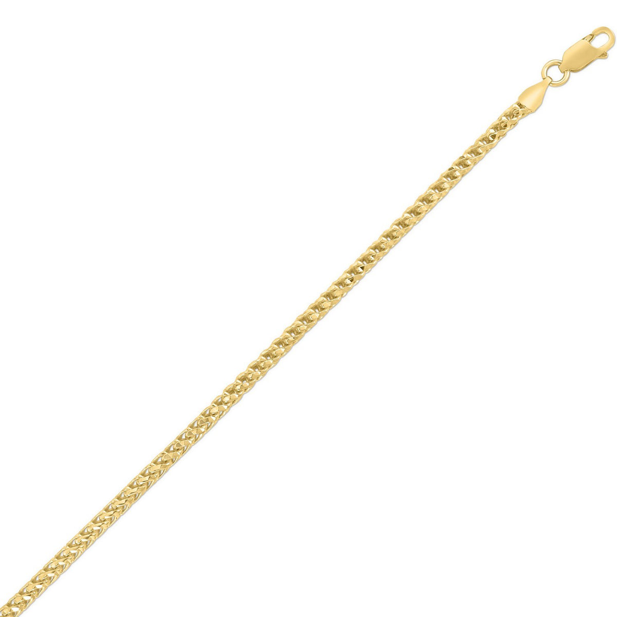 Sterling Silver Yellow Gold Plated Diamond Cut Franco Chain (3.80 mm)