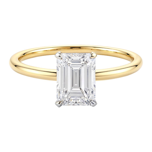 1.50Ct Emerald Lab Grown IGI G/VS1 Diamond Ring in 10K Yellow Gold