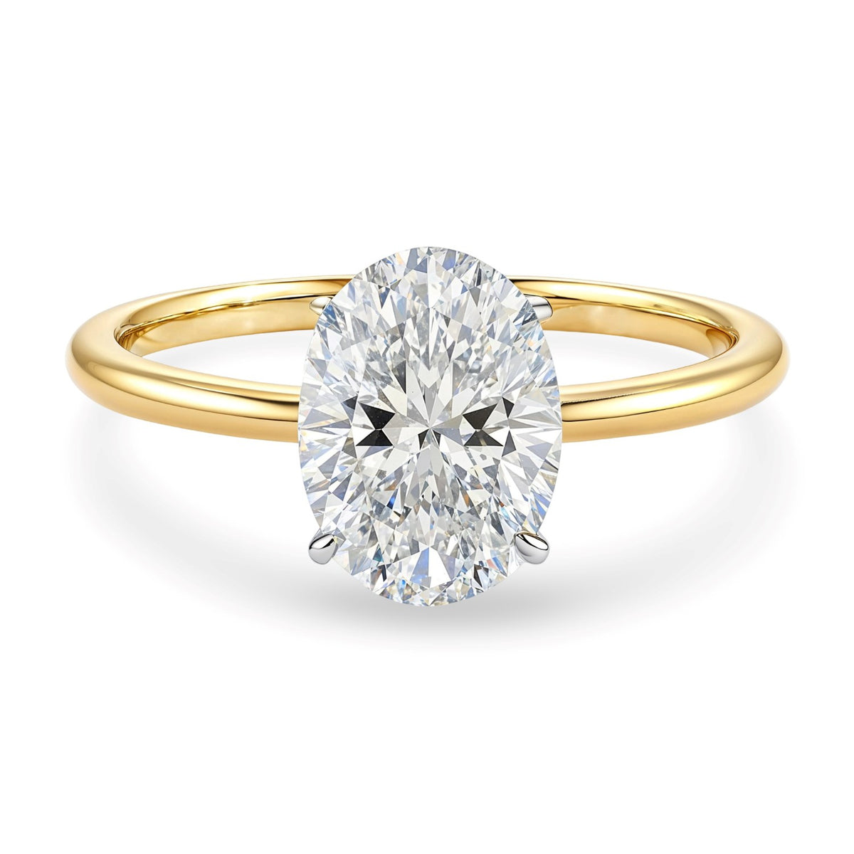 2 Carat Oval Lab Grown IGI G/VS1 Diamond Solitaire Ring in 10K Yellow Gold