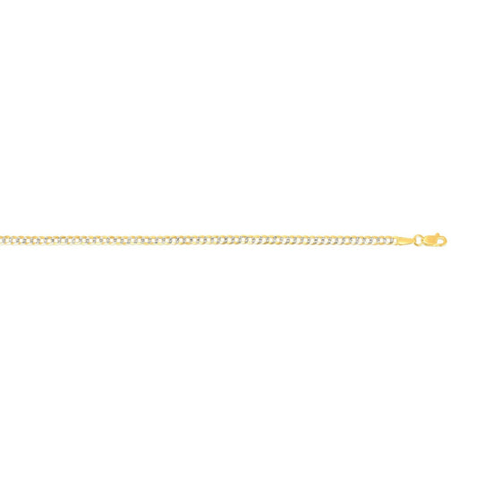 14k Two Tone Gold Pave Curb Chain (2.60 mm)