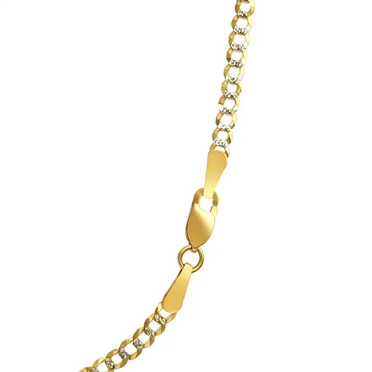 14k Two Tone Gold Pave Curb Chain (2.60 mm)