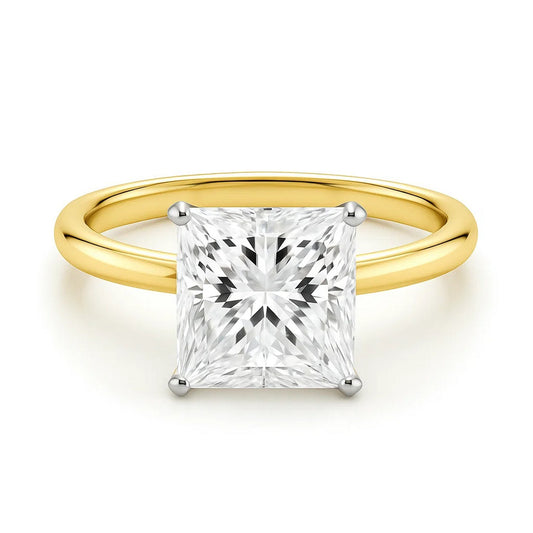 5 Carat Princess Lab Grown IGI G/VS1 Diamond Solitaire Ring in 14K Yellow Gold
