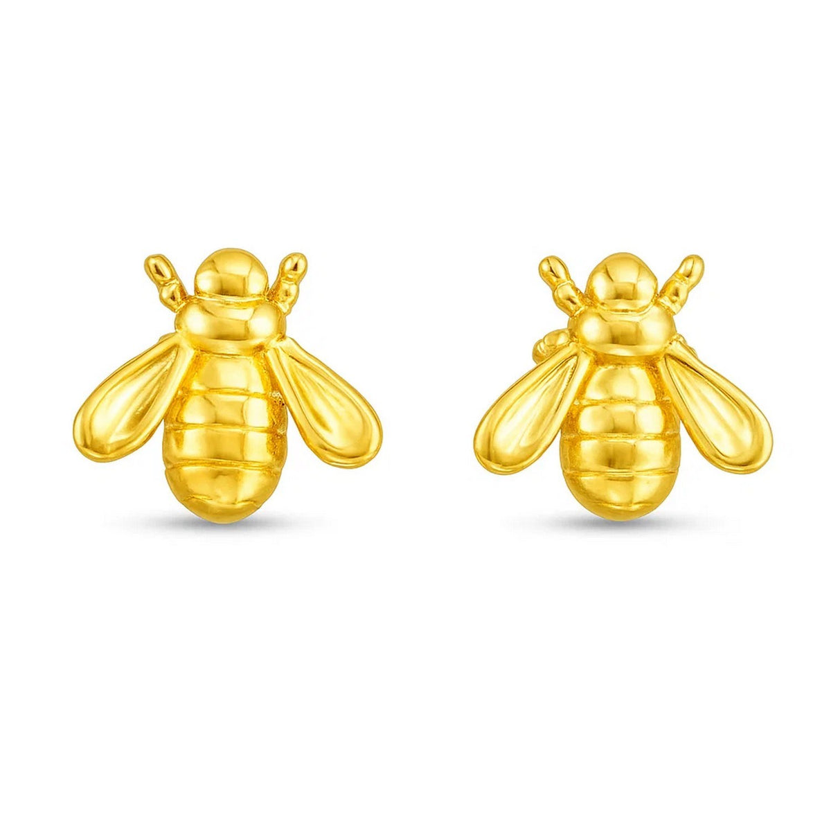 14k Yellow Gold Bee Stud Earrings