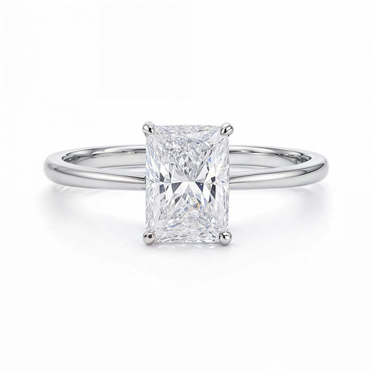 2 Carat Radiant Lab Grown IGI G/VS1 Diamond Solitaire Ring in 10K White Gold