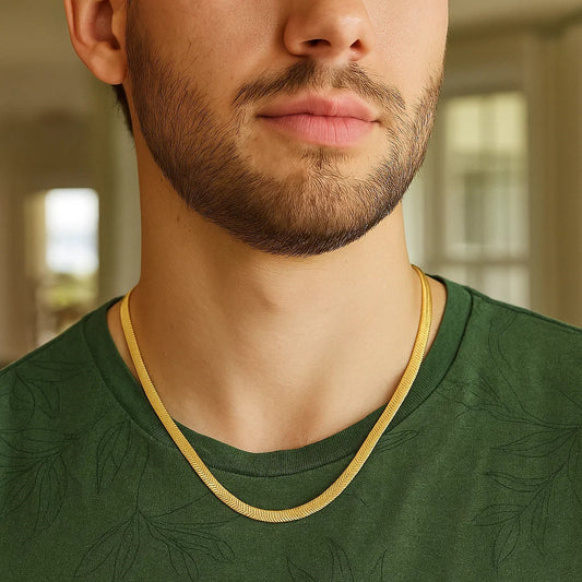 Sterling Silver Yellow Gold Plated Imperial Herringbone Chain (4.20 mm)