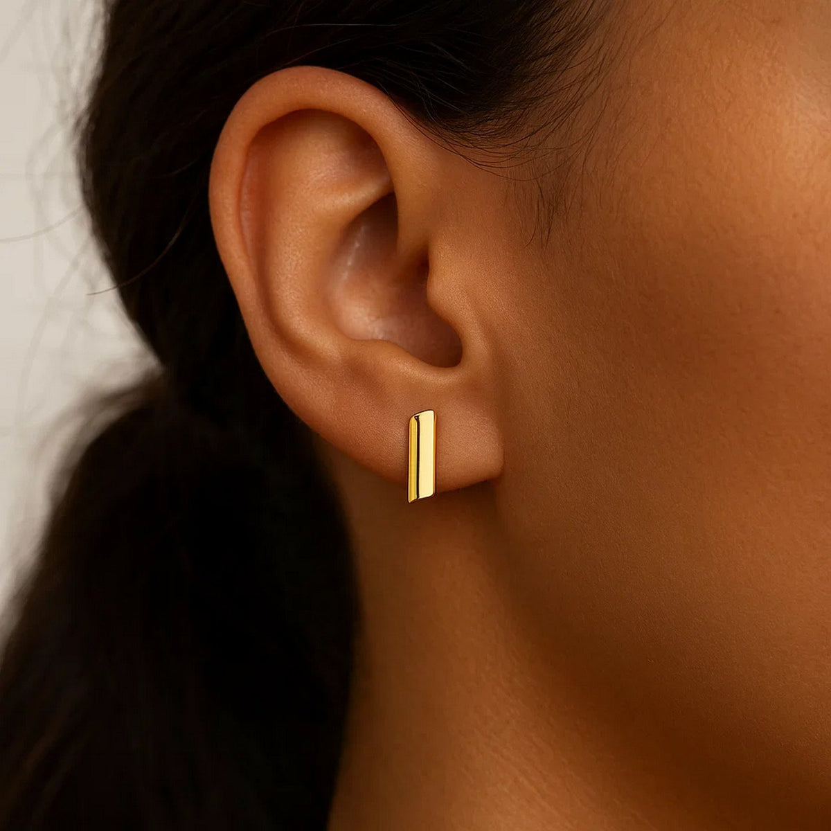 14k Yellow Gold Polished Rectangular Post Earrings