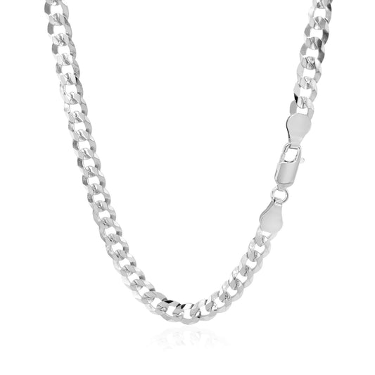 Rhodium Plated Sterling Silver Curb Style Chain (5.50 mm)