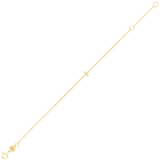 14K Yellow Gold Mini Initial I Bracelet