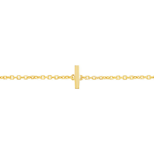 14K Yellow Gold Mini Initial I Bracelet
