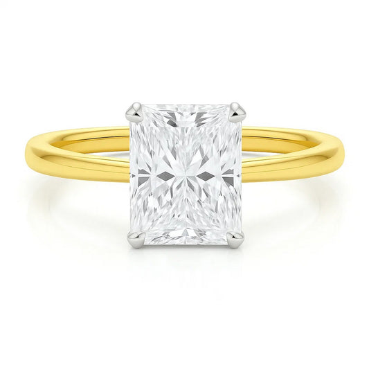 5 Carat Radiant Lab Grown IGI G/VS1 Diamond Solitaire Ring in 10K Yellow Gold