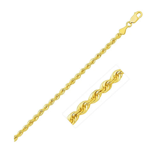 Lite Rope Chain Bracelet in 10k Yellow Gold  (2.50 mm)