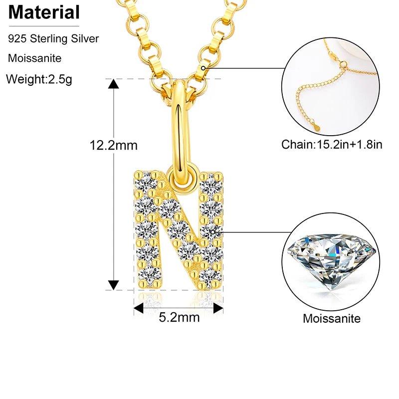 Moissanite Initial Pendant Necklace, image 3