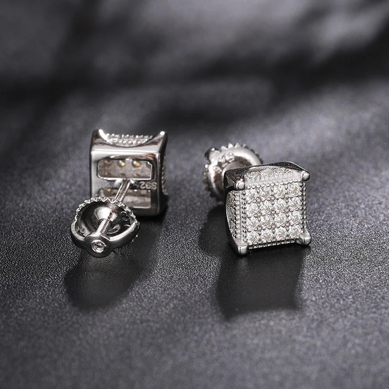 Moissanite Square Cluster Stud Earrings, image 6