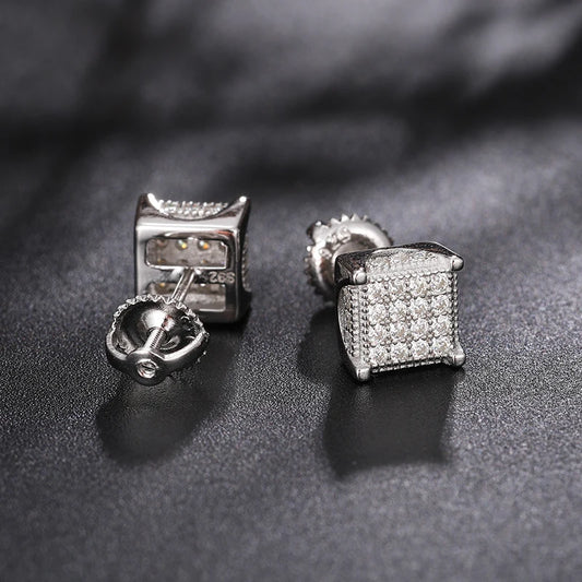 Moissanite Square Cluster Stud Earrings, image 6