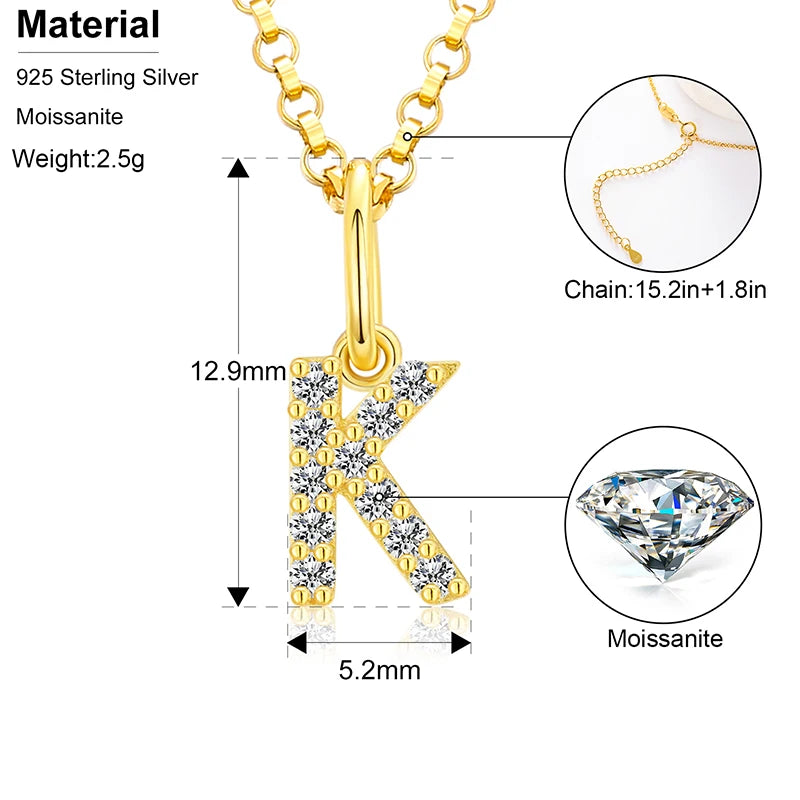 Moissanite Initial Pendant Necklace, image 8