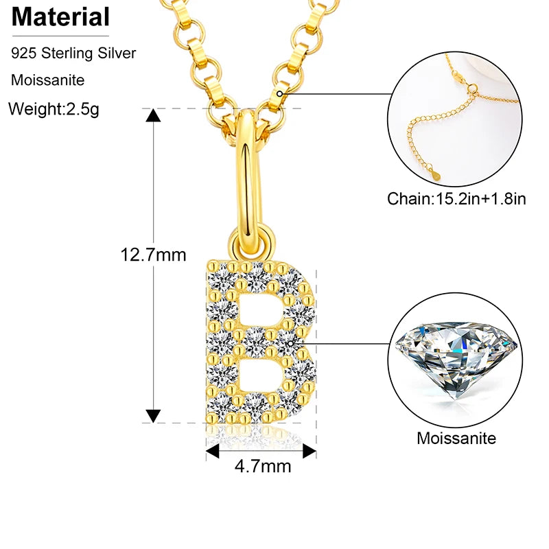 Moissanite Initial Pendant Necklace, image 20