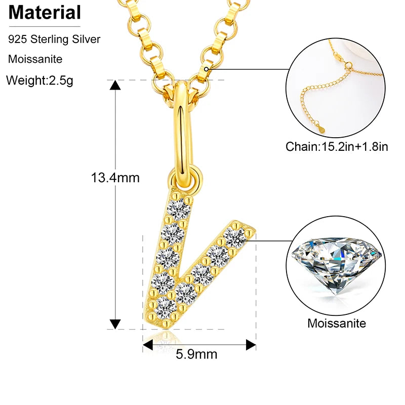 Moissanite Initial Pendant Necklace, image 18