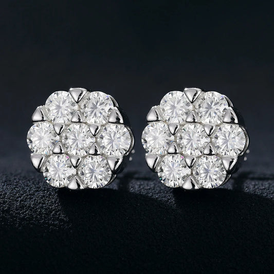 Moissanite Flower Cluster Stud Earrings