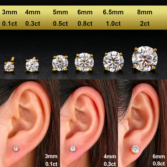 Round Cut Moissanite Stud Earrings, image 3