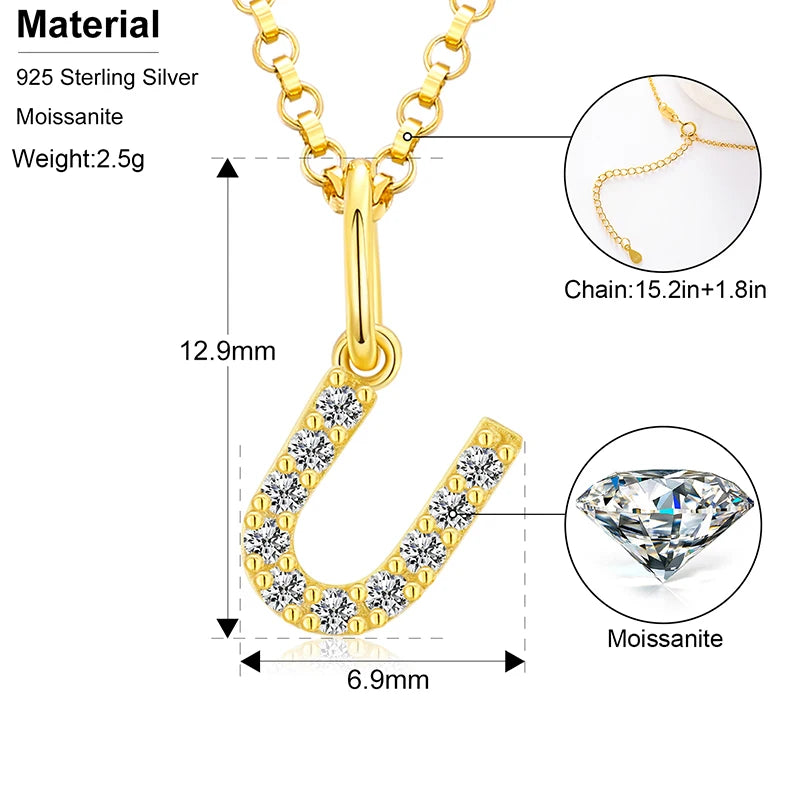 Moissanite Initial Pendant Necklace, image 30