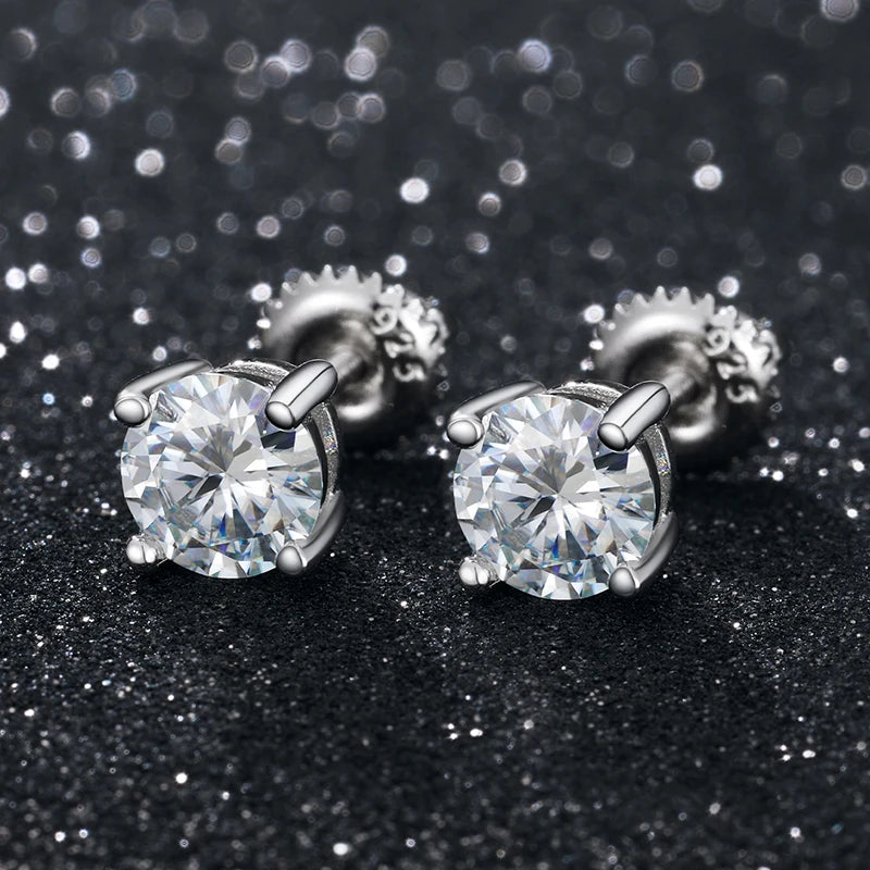 Round Cut Moissanite Stud Earrings, image 7