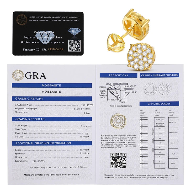 Moissanite Cluster Stud Earrings, image 4