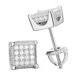 Moissanite Square Cluster Stud Earrings, image 2