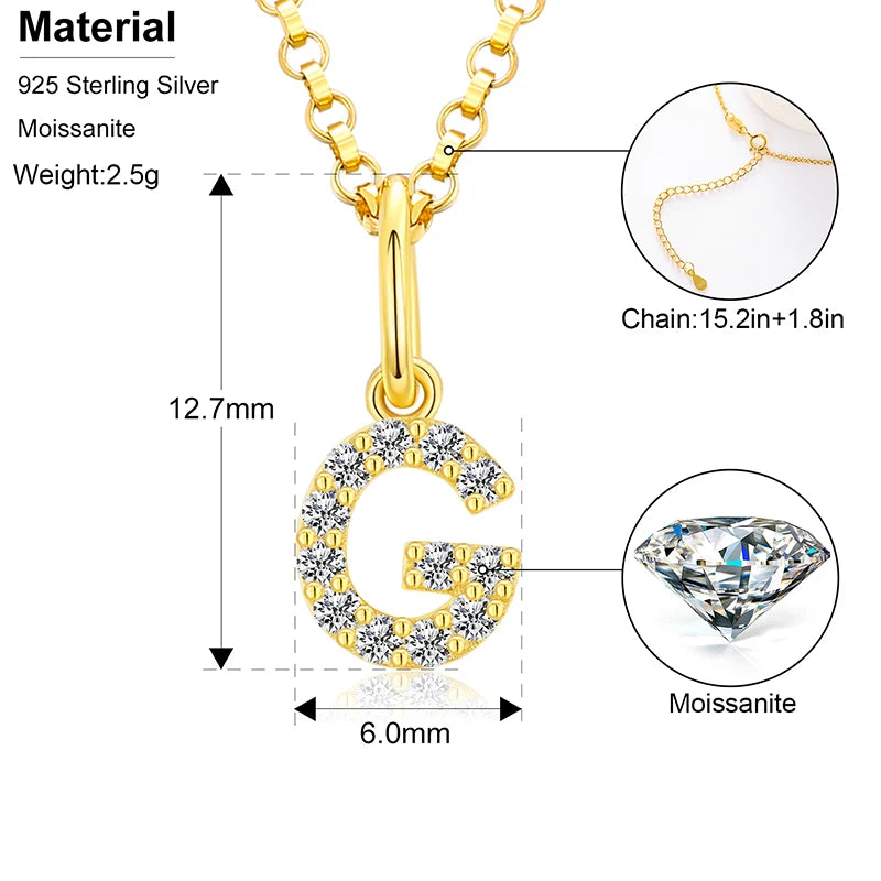 Moissanite Initial Pendant Necklace, image 22