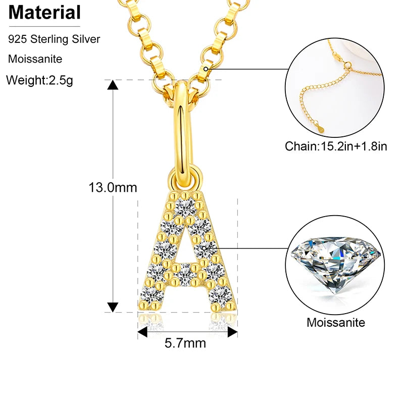Moissanite Initial Pendant Necklace, image 14