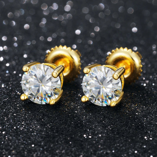 Round Cut Moissanite Stud Earrings, image 6