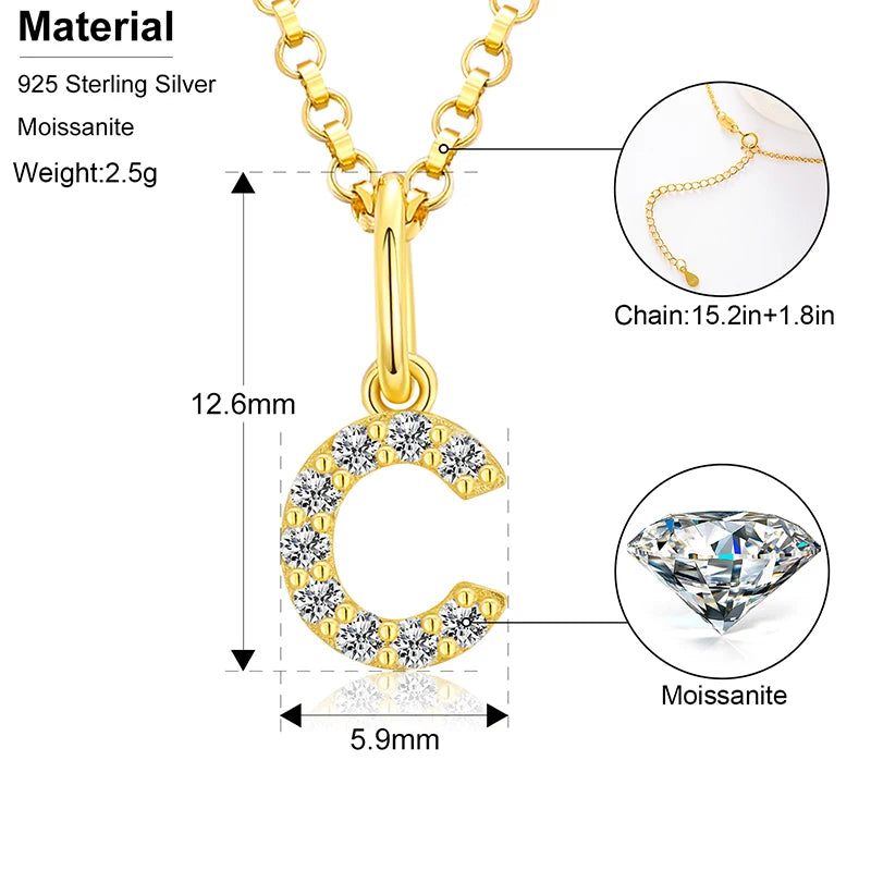 Moissanite Initial Pendant Necklace, image 12