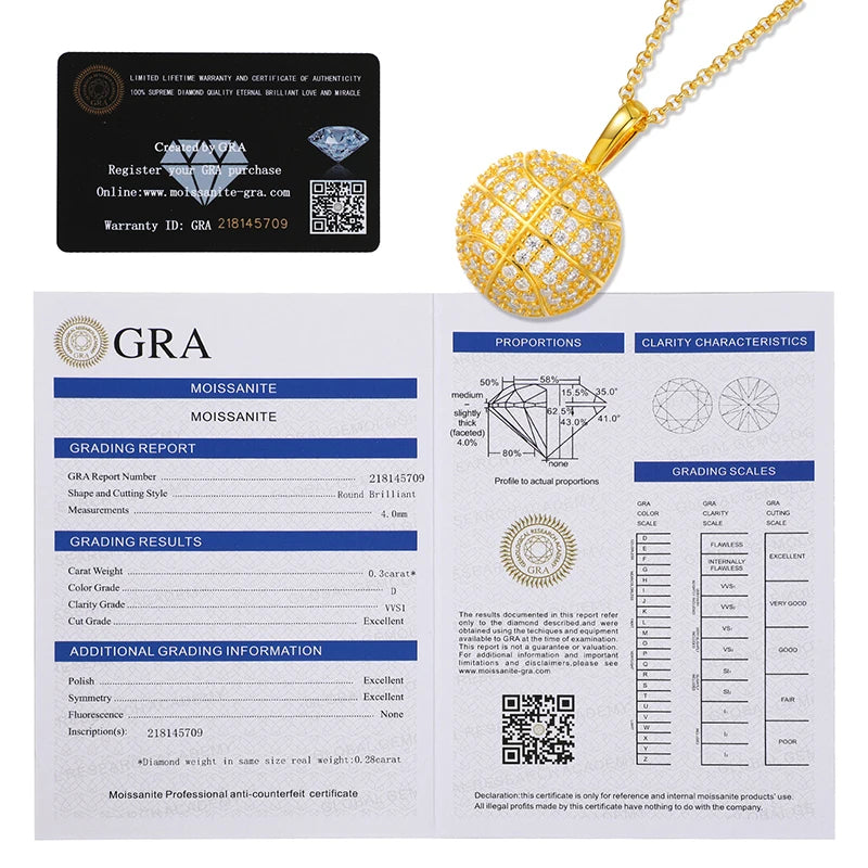 Moissanite Globe Pendant Necklace for Men, image 7