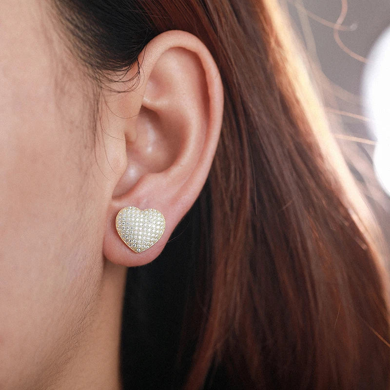 Pave Heart Stud Earrings, image 7