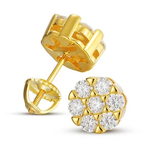 Moissanite Flower Cluster Stud Earrings, image 2