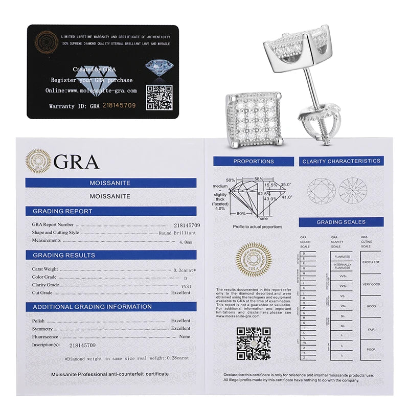 Moissanite Square Cluster Stud Earrings, image 4
