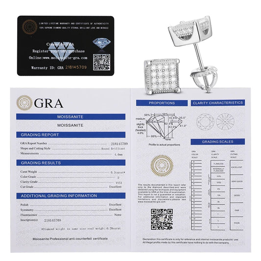Moissanite Square Cluster Stud Earrings, image 4