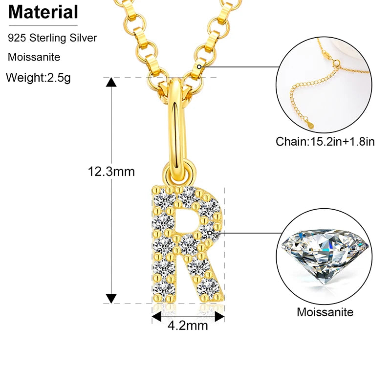 Moissanite Initial Pendant Necklace, image 6