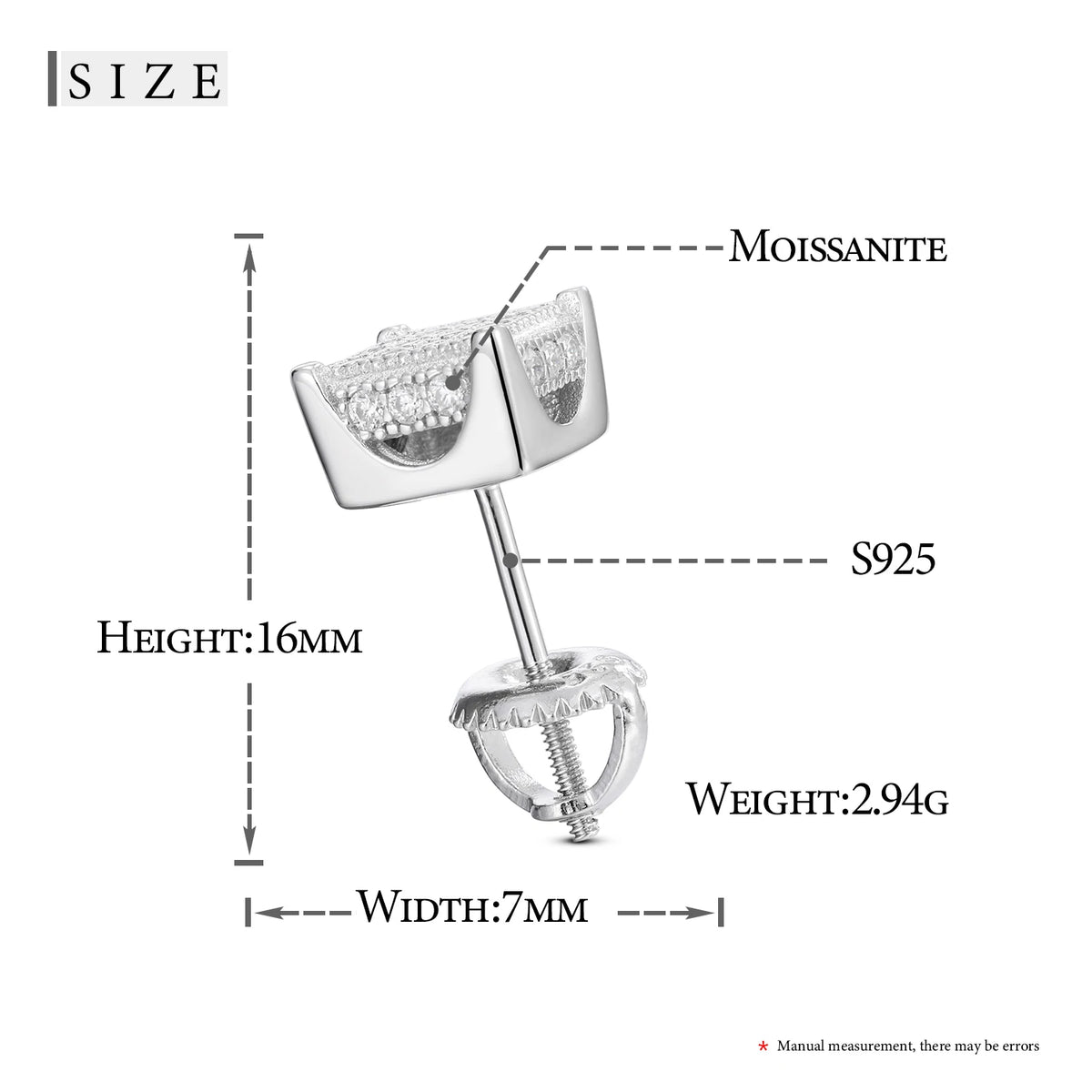 Moissanite Square Cluster Stud Earrings, image 5