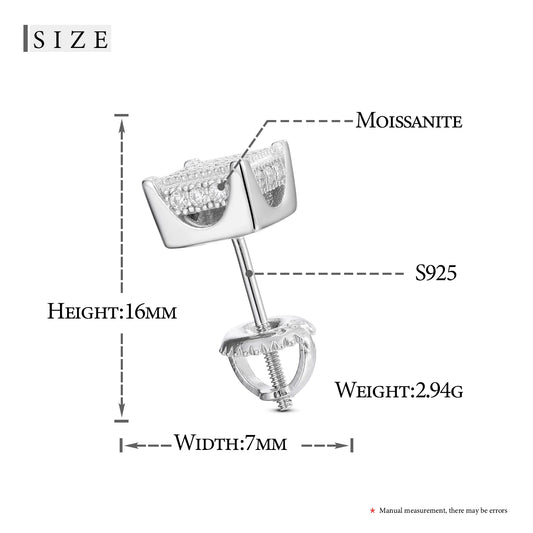 Moissanite Square Cluster Stud Earrings, image 5