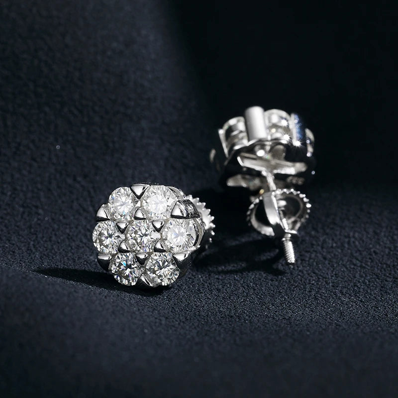 Moissanite Flower Cluster Stud Earrings, image 6