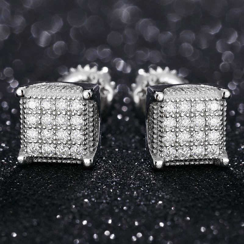 Moissanite Square Cluster Stud Earrings