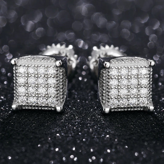 Moissanite Square Cluster Stud Earrings