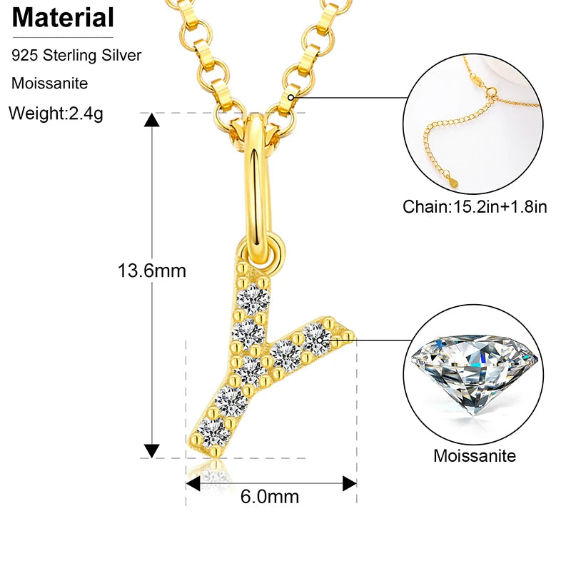 Moissanite Initial Pendant Necklace, image 15