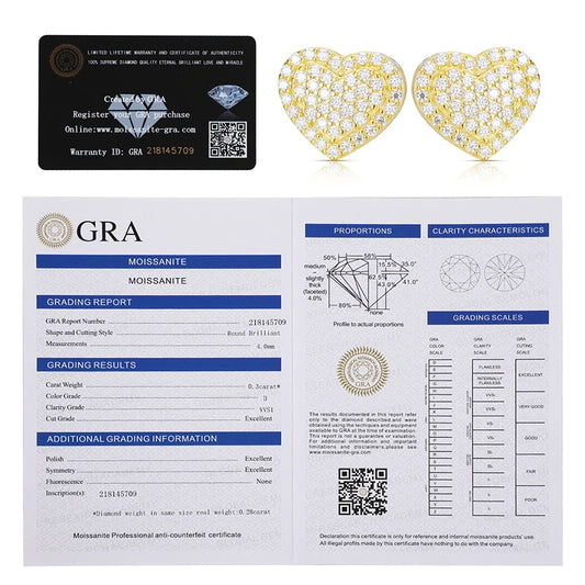 Moissanite Pave Heart Stud Earrings, image 3