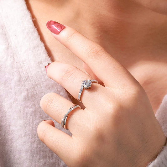 Moissanite Solitaire Twist Ring, image 5