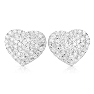Moissanite Pave Heart Stud Earrings