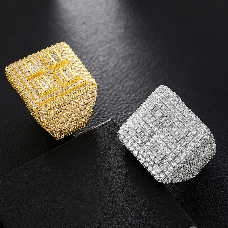 Iced Out Baguette Signet Ring for Men, image 6
