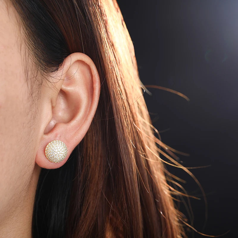 Moissanite Pave Dome Stud Earrings, image 7