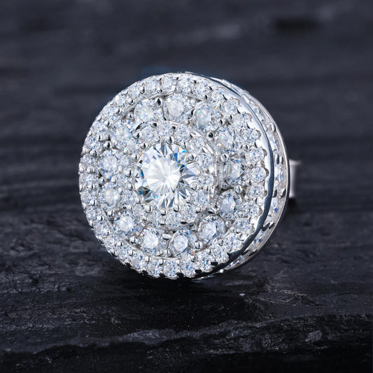 Moissanite Halo and Cluster Stud Earrings for Men